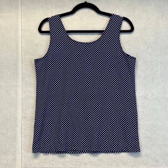 CHICO'S Tank Top Women's Size 2 Blue White Sleeveless Polka Dot Scoop Layering - Picture 9 of 13